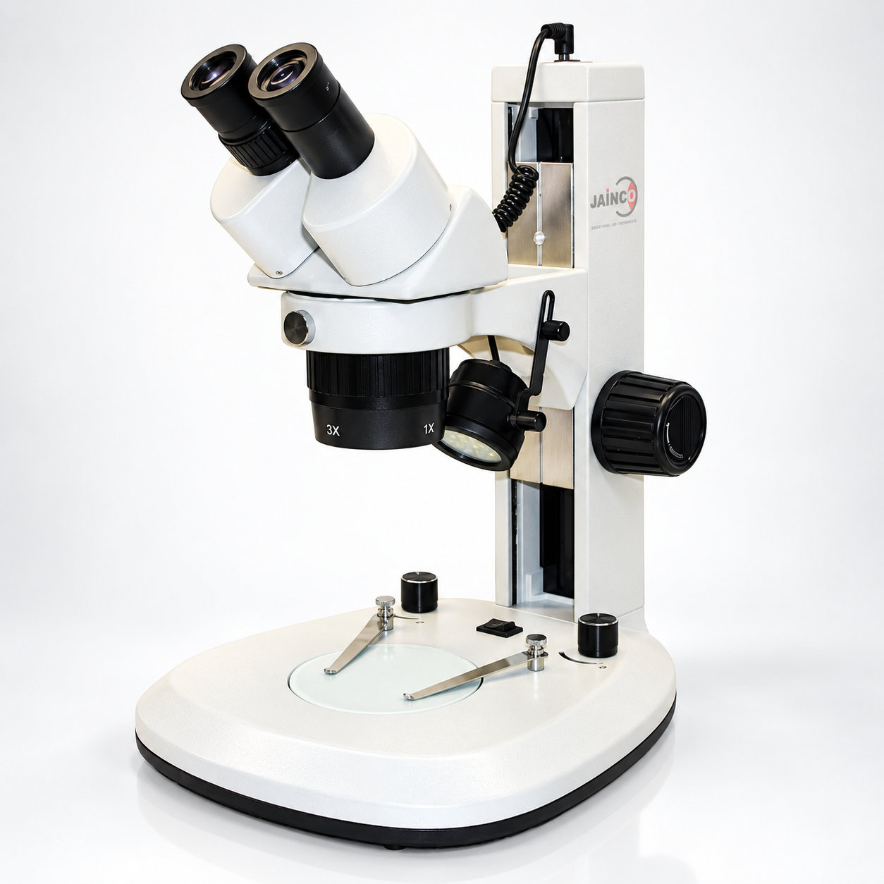 Dual Power Binocular Stereo Microscope Track Stand 1X and 3X Objective